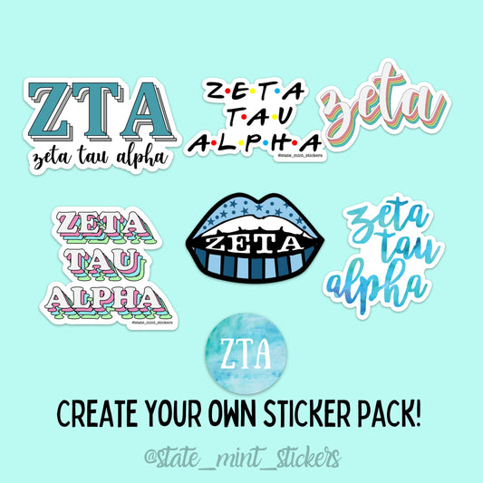 Zeta Tau Alpha ZTA Sorority Sticker Pack | Perfect Big / Little Gift,  sticker pack, laptop stickers, car decals, zta stickers, zeta sticker