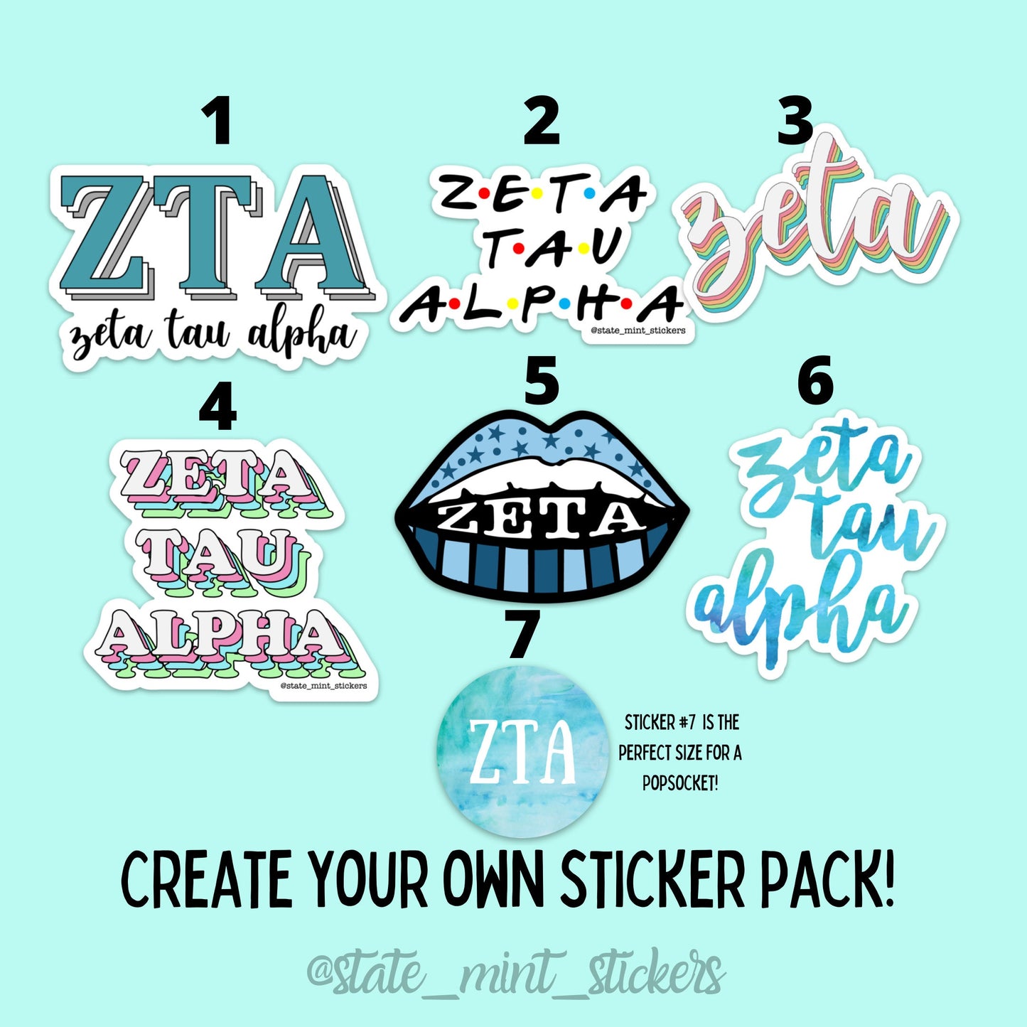 Zeta Tau Alpha ZTA Sorority Sticker Pack | Perfect Big / Little Gift,  sticker pack, laptop stickers, car decals, zta stickers, zeta sticker