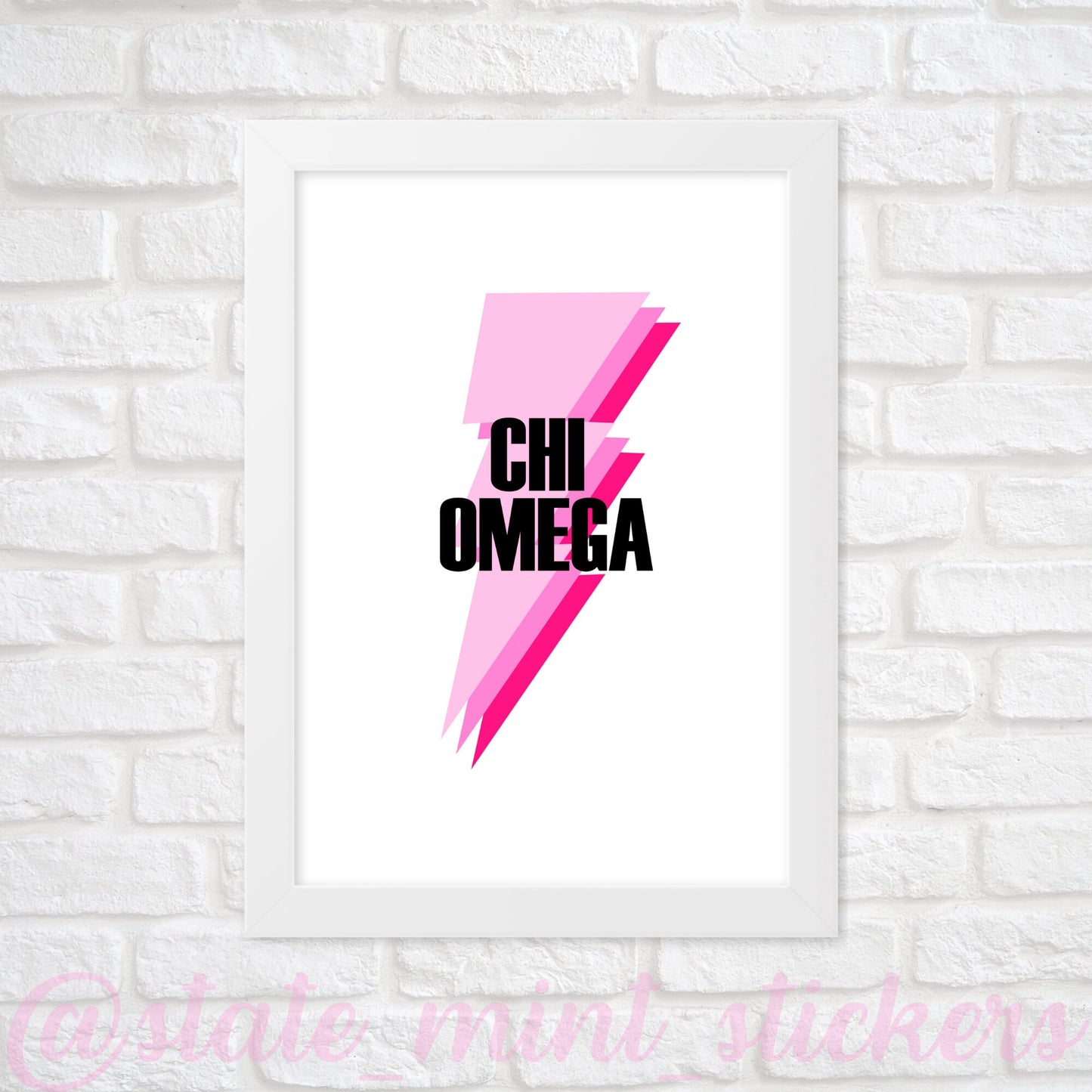 Chi Omega Sorority Gallery Wall Art | Pink Lightning Bolt | DIGITAL DOWNLOAD | Download and print at home