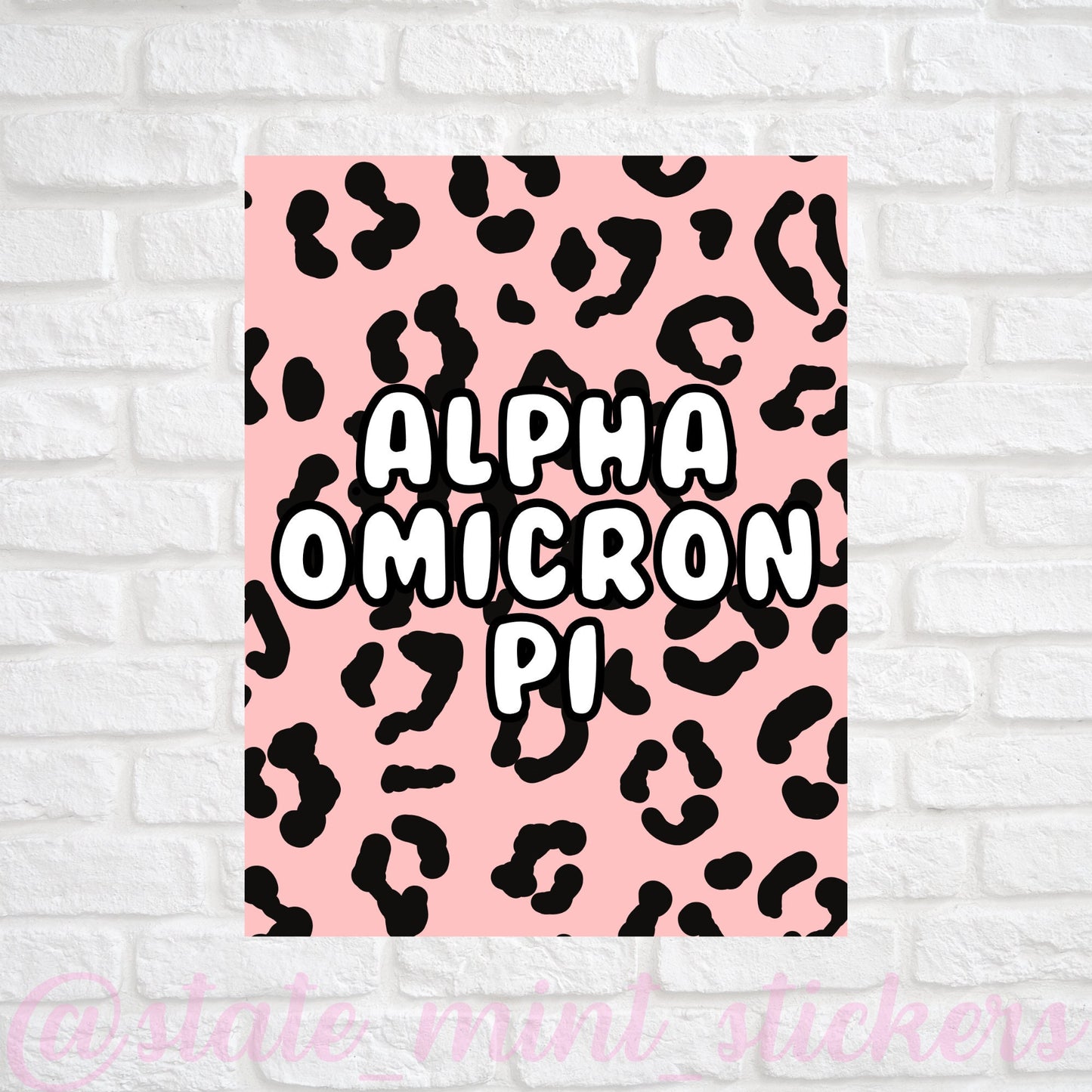 Alpha Omicron Pi Sorority Gallery Wall Art | Blush Pink Leopard Cheetah Animal Print Theme | DIGITAL DOWNLOAD | Download and print at home