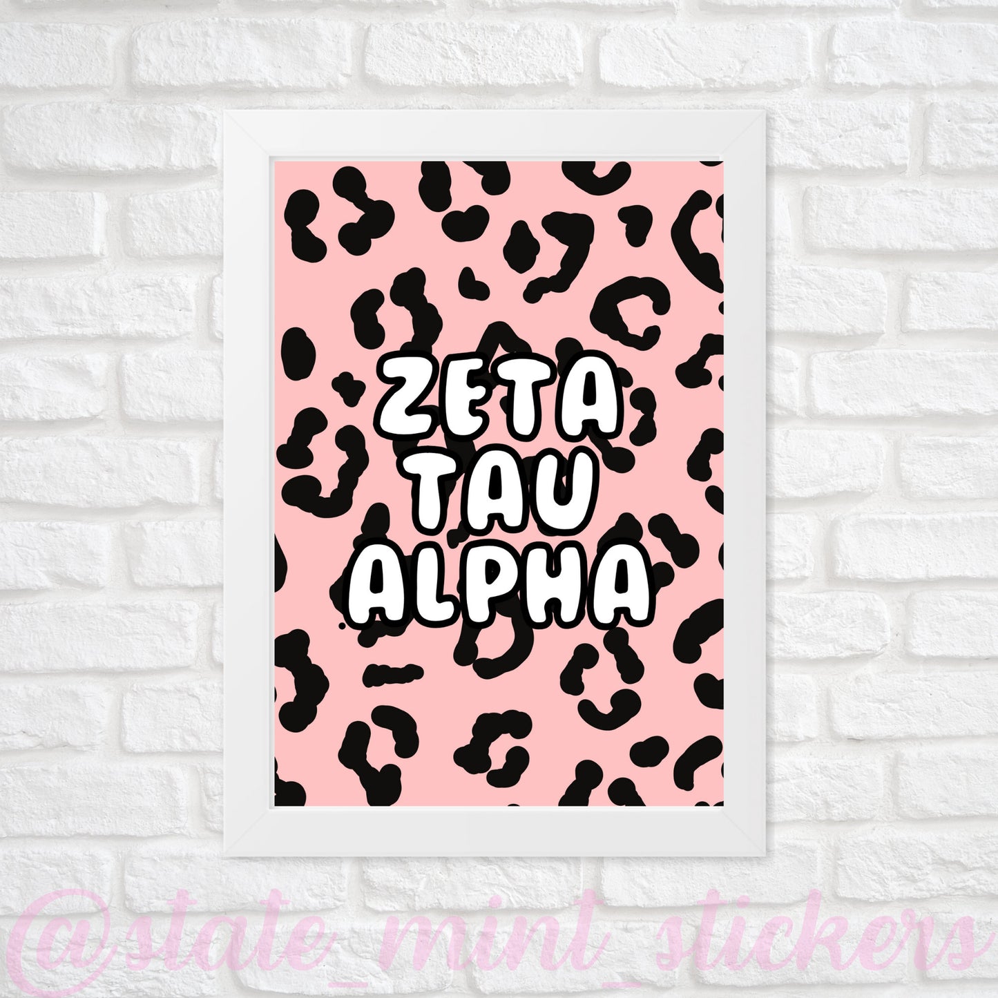 Zeta Tau Alpha ZTA Sorority Gallery Wall Art | Blush Pink Leopard Cheetah Animal Print | DIGITAL DOWNLOAD | Download and print at home