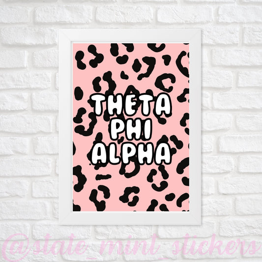 Theta Phi Alpha Sorority Gallery Wall Art | Blush Pink Leopard Cheetah Animal Print | DIGITAL DOWNLOAD | Download and print at home