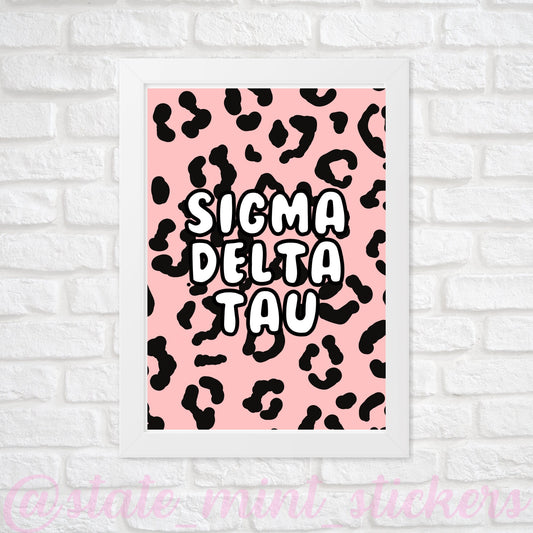 Sigma Delta Tau SDT Sorority Gallery Wall Art | Blush Pink Leopard Cheetah Animal Print | DIGITAL DOWNLOAD | Download and print at home