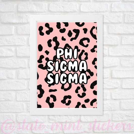 Phi Sigma Sigma Phi Sig Sorority Gallery Wall Art | Blush Pink Leopard Cheetah Animal Print | DIGITAL DOWNLOAD | Download and print at home