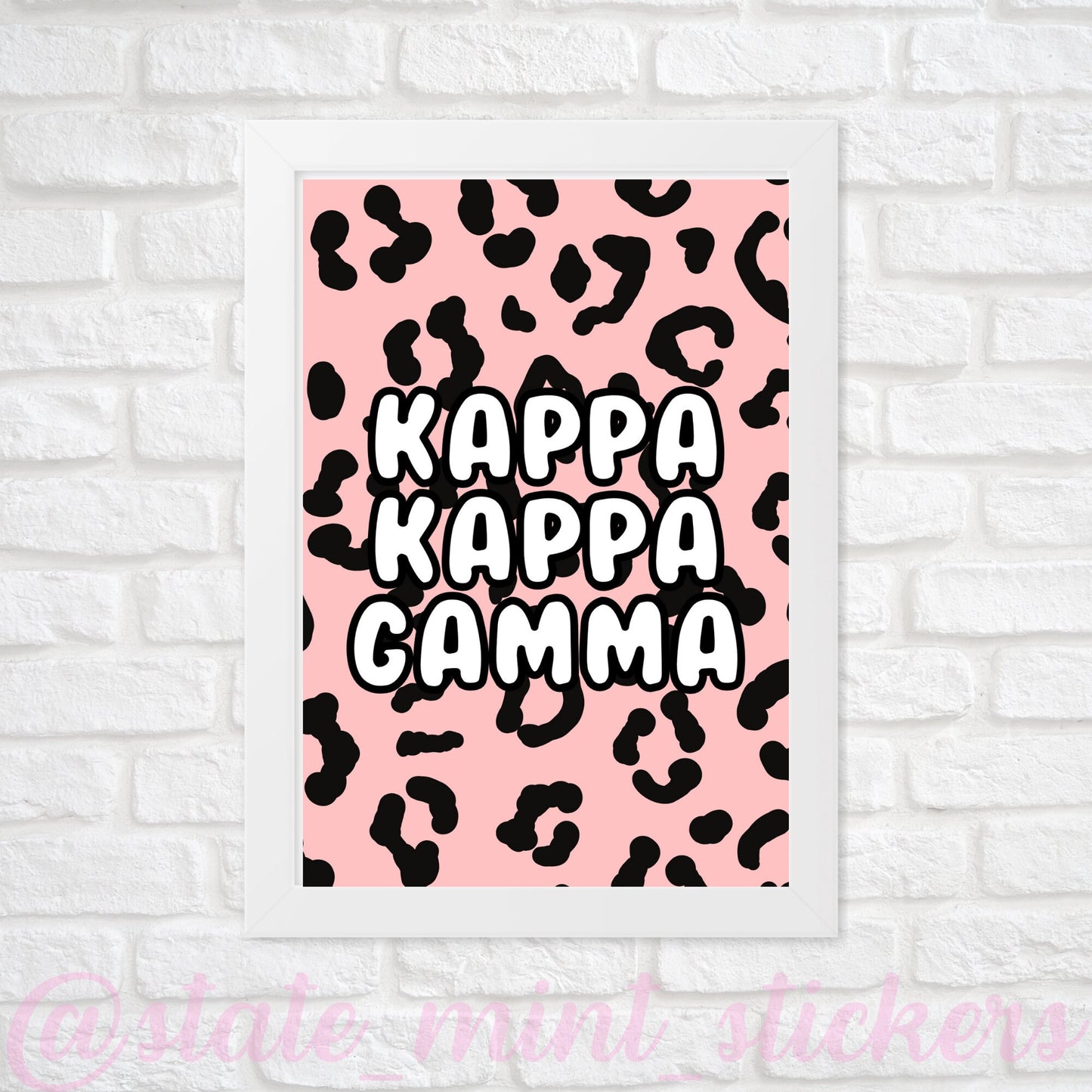 Kappa Kappa Gamma Sorority Gallery Wall Art | Blush Pink Leopard Cheetah Animal Print | DIGITAL DOWNLOAD | Download and print at home