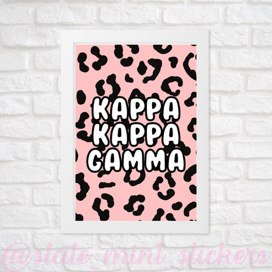 Kappa Kappa Gamma Sorority Gallery Wall Art | Blush Pink Leopard Cheetah Animal Print | DIGITAL DOWNLOAD | Download and print at home