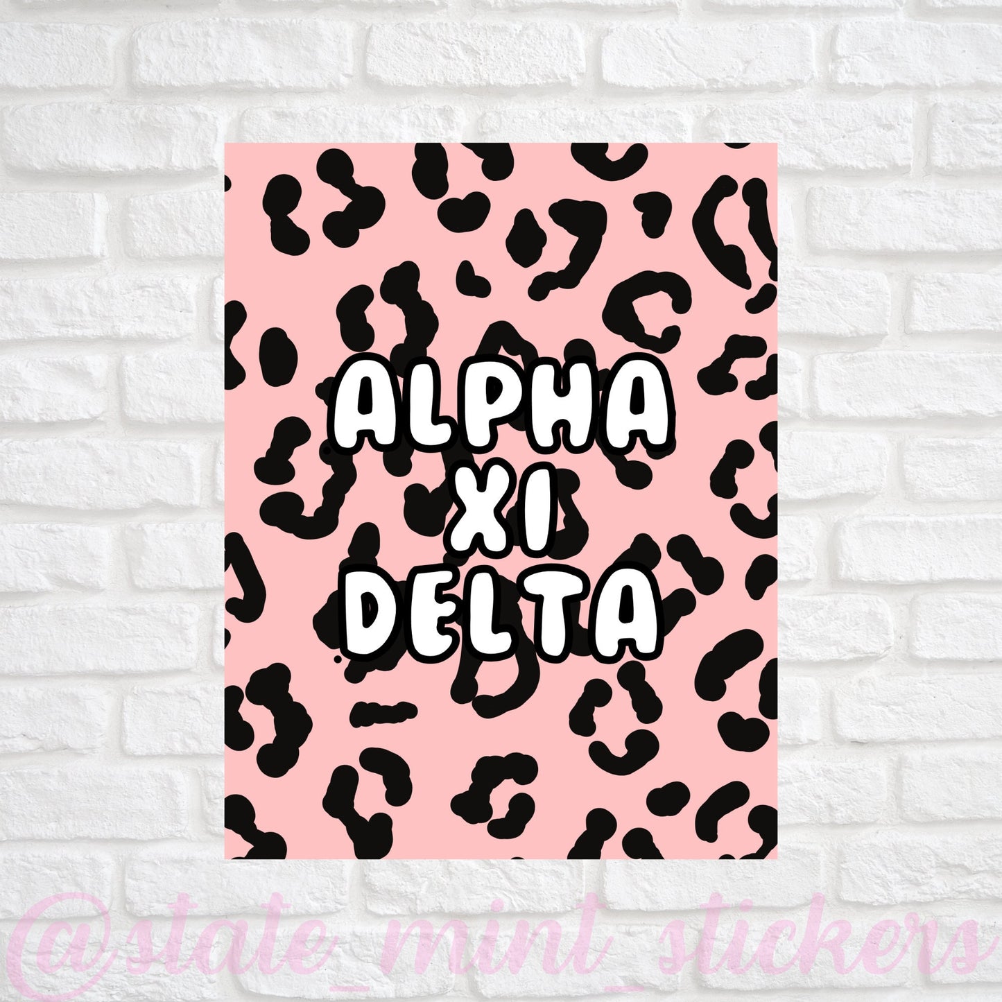 Alpha Xi Delta AXD Sorority Gallery Wall Art | Blush Pink Leopard Cheetah Animal Print | DIGITAL DOWNLOAD | Download and print at home
