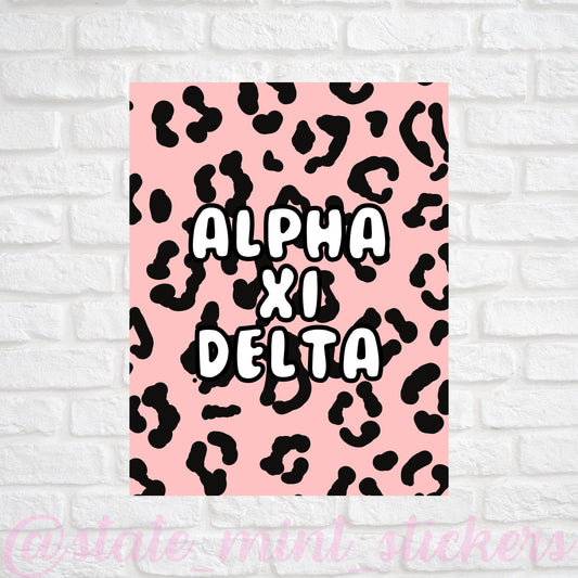 Alpha Xi Delta AXD Sorority Gallery Wall Art | Blush Pink Leopard Cheetah Animal Print | DIGITAL DOWNLOAD | Download and print at home