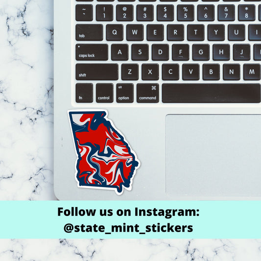 Georgia Red and Navy Sticker / Decal | Atlanta Braves Baseball Inspired | For Car, Laptop, Cooler, Flask, Water Bottle / Graduation / Grad