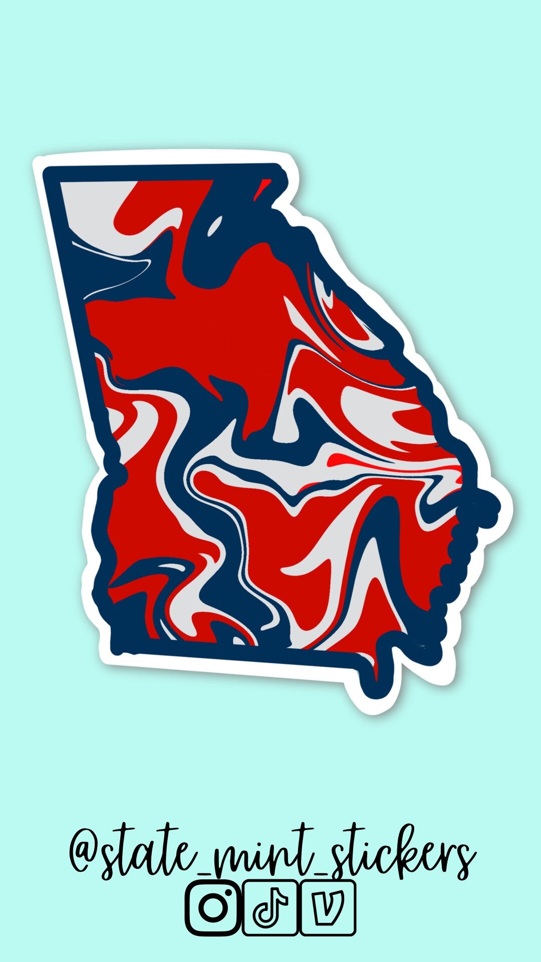 Georgia Red and Navy Sticker / Decal | Atlanta Braves Baseball Inspired | For Car, Laptop, Cooler, Flask, Water Bottle / Graduation / Grad