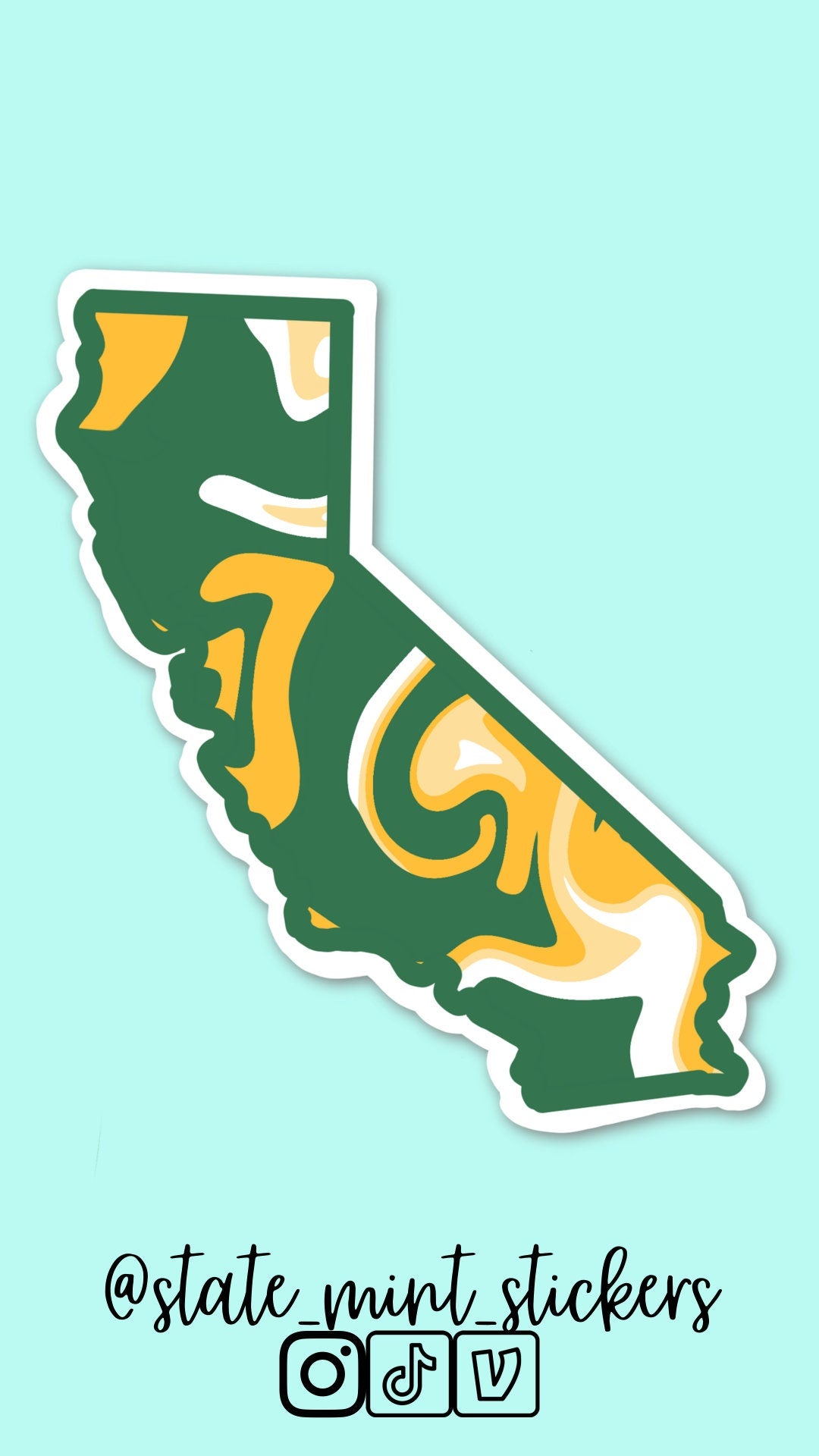 Green and Yellow California Sticker / Decal | Cal Poly SLO Mustangs | For Car, Laptop, Cooler, Flask, Water Bottle / Graduation / Grad