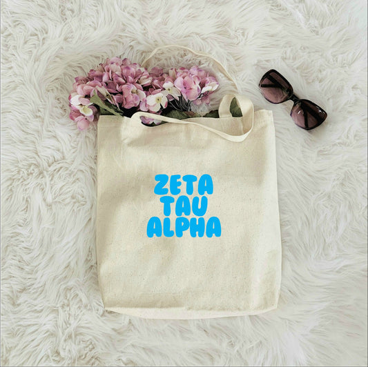 Zeta Tau Alpha Sorority Canvas Beach Bag / Tote Bag / Bid Day Bag | zeta tote bag, zta handbag, zeta purse, zta shopping bag, big little bag