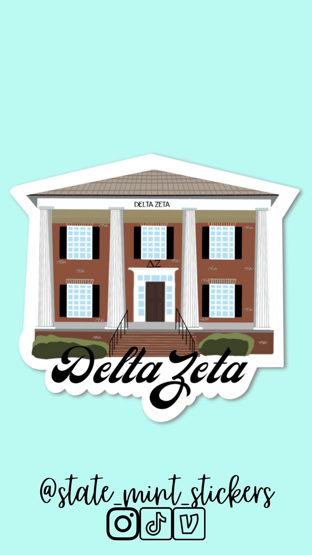 Delta Zeta Sorority House UGA University of Georgia Milledge Avenue Greek House Sticker / Decal