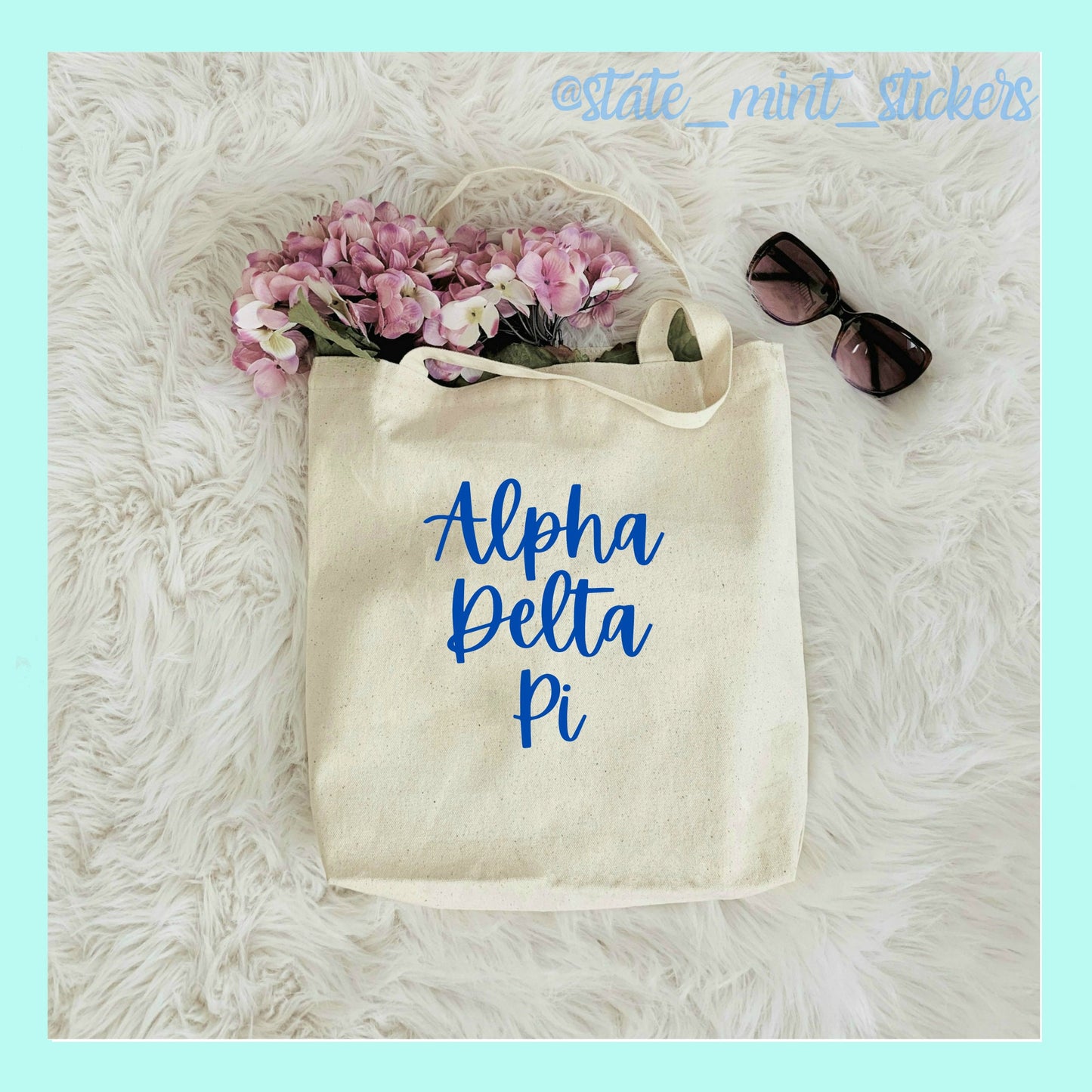 Alpha Delta Pi Sorority Canvas Beach Bag / Tote Bag / Bid Day Bag | adpi tote bag, adpi handbag, adpi purse, adpi shopping bag, market bag