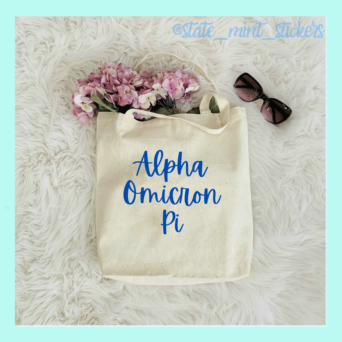 Alpha Omicron Pi Sorority Canvas Beach Bag / Tote Bag / Bid Day Bag | aoii tote bag, alpha o handbag, purse, shopping bag, big little bag