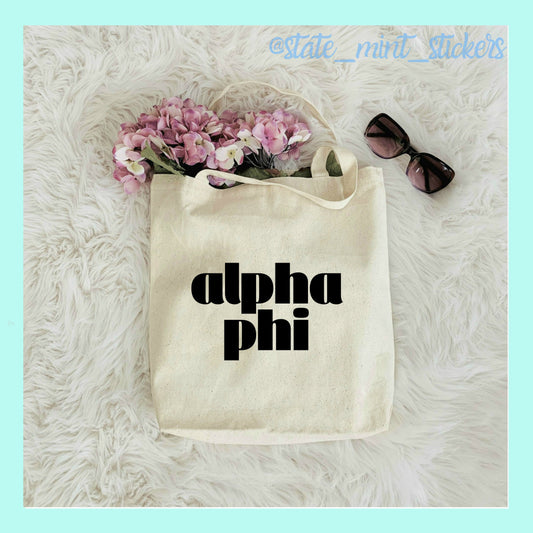 Alpha Phi Sorority Canvas Beach Bag / Tote Bag / Bid Day Bag | alpha phi tote bag, aphi handbag, purse, shopping bag, big little bag