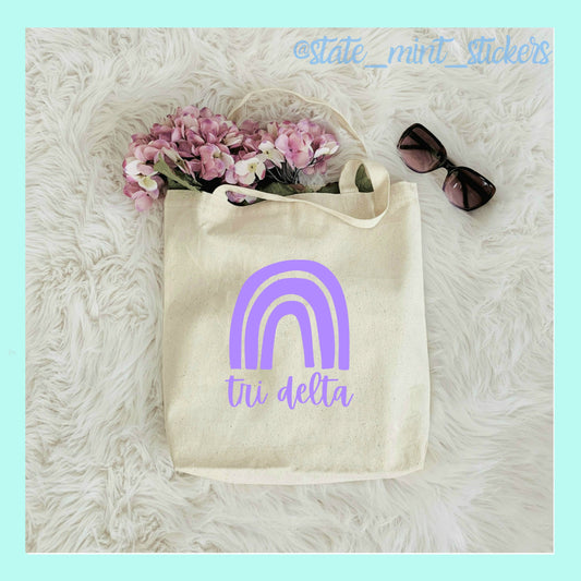 Delta Delta Delta Sorority Canvas Beach Bag / Tote Bag / Bid Day Bag | tri delta tote bag, handbag, purse, shopping bag, big little bag