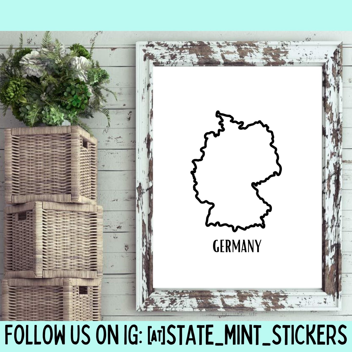 Germany Deutschland Country Outline Print, Digital Print, Digital Download, Art Print, Wall Art, State Shaped Print, Custom State Shape