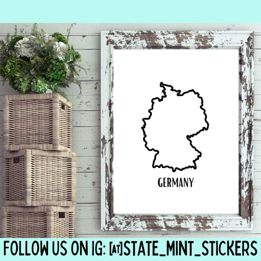 Germany Deutschland Country Outline Print, Digital Print, Digital Download, Art Print, Wall Art, State Shaped Print, Custom State Shape