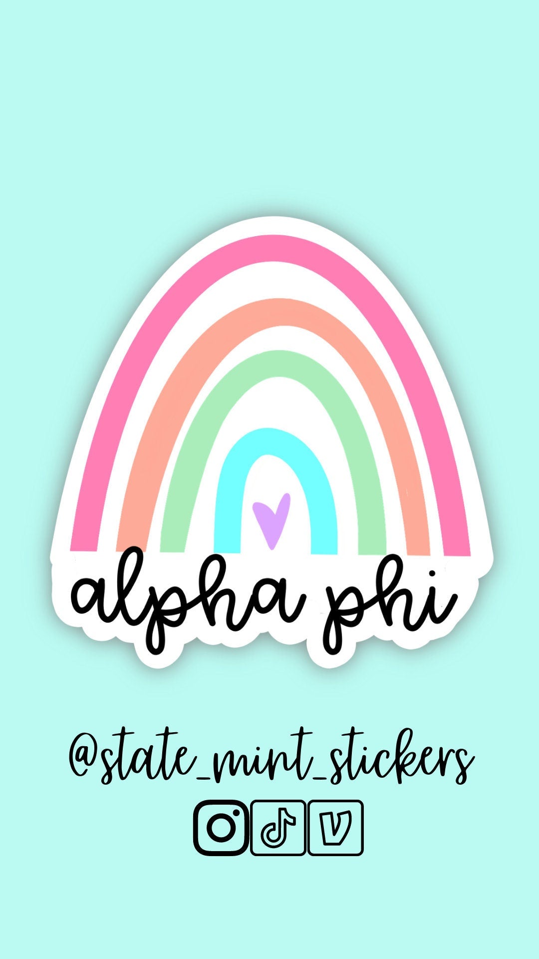 Alpha Phi Sorority APhi Pastel Rainbow Sticker | 3.5" Wide | Official Licensed Product  / Decal | for Car, Laptop, Mug, Cup, Cooler, Planner