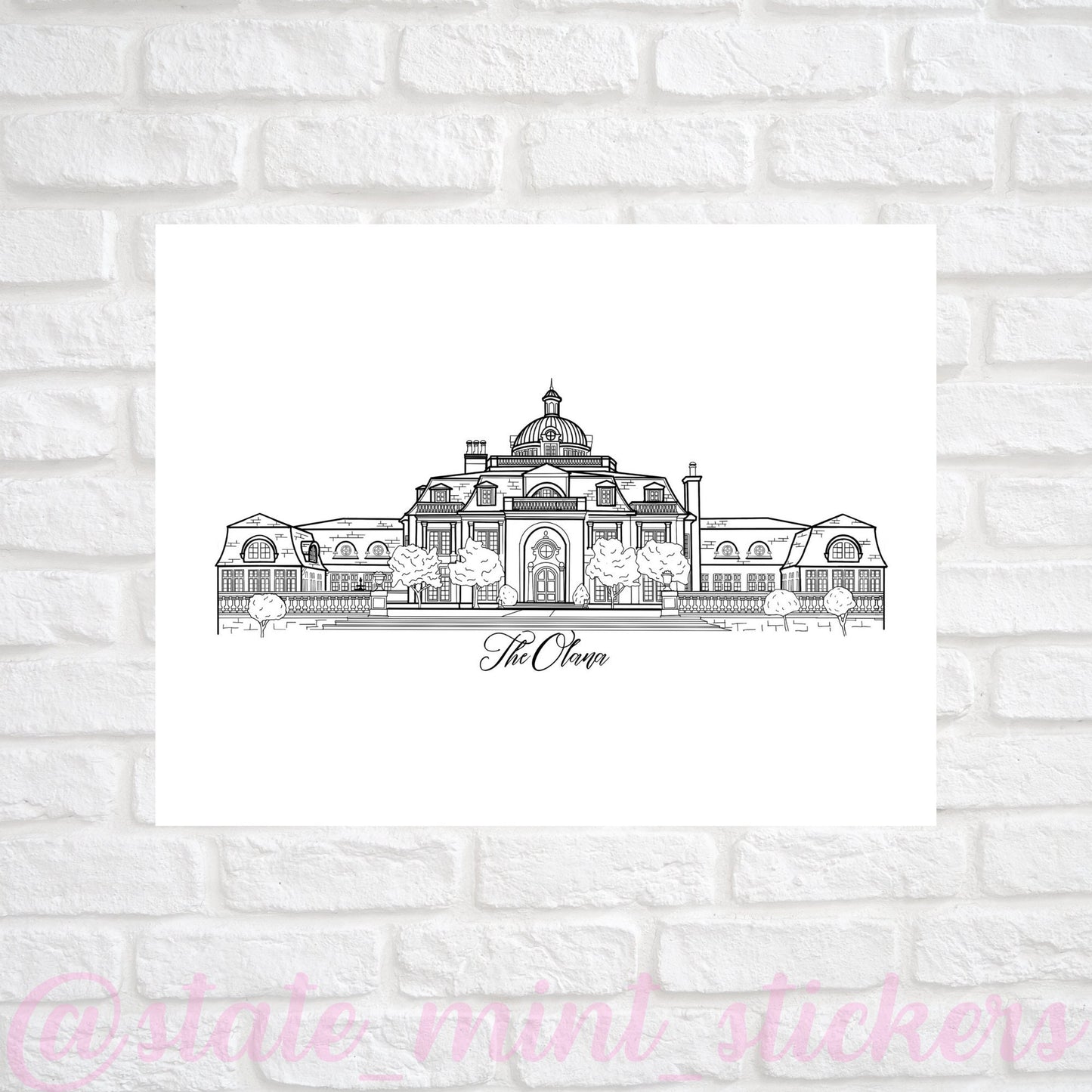 Wedding Venue Black-and-White Line Drawing - For Invitation, Vellum Insert, Envelope, Wall Art, Wedding Gift, Anniversary Gift, Art Print
