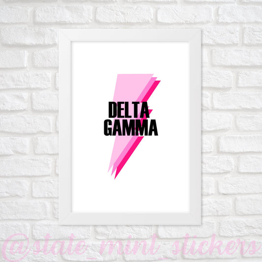 Delta Gamma Sorority Gallery Wall Art | Pink Lightning Bolt | DIGITAL DOWNLOAD | Download and print at home
