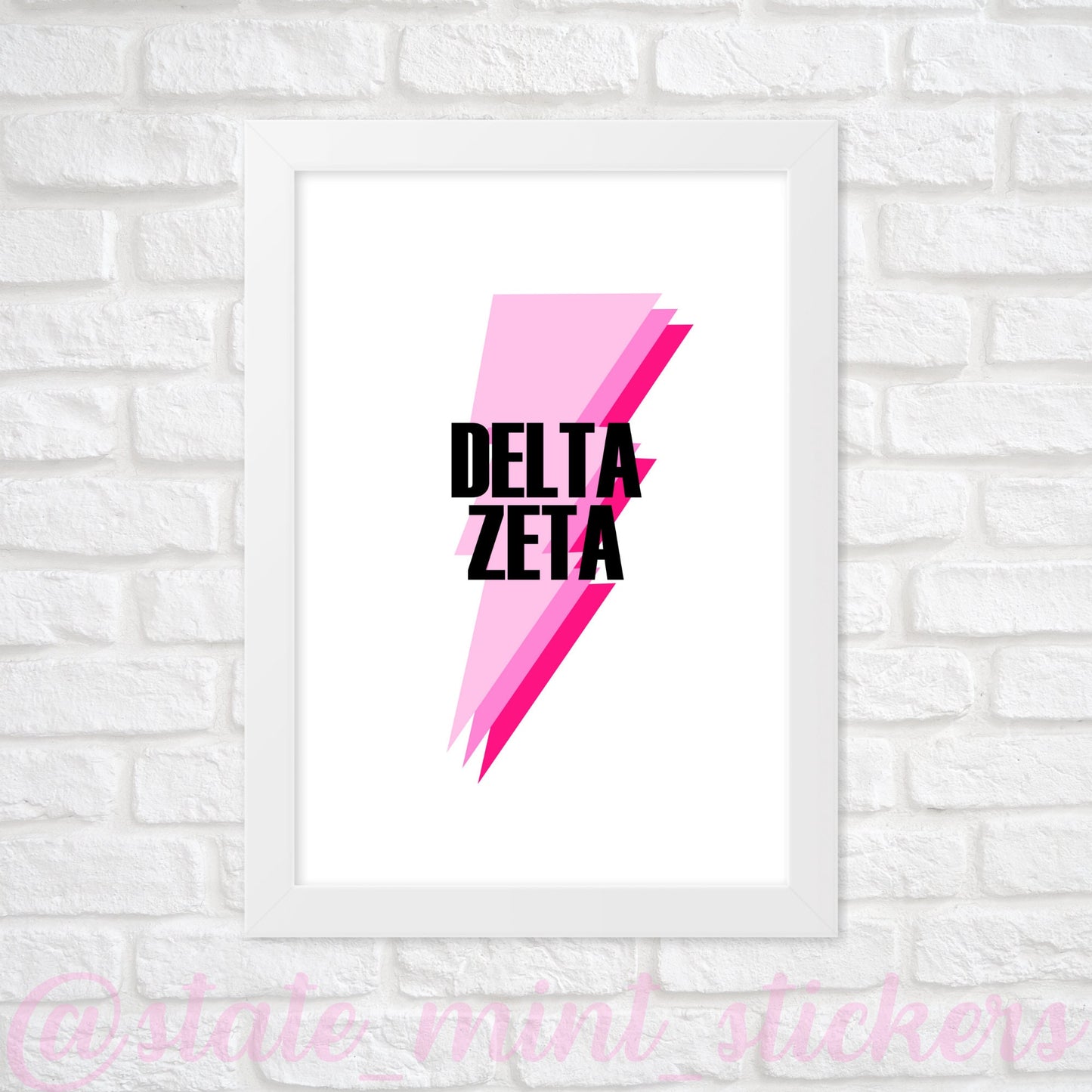 Delta Zeta Sorority Gallery Wall Art | Pink Lightning Bolt | DIGITAL DOWNLOAD | Download and print at home
