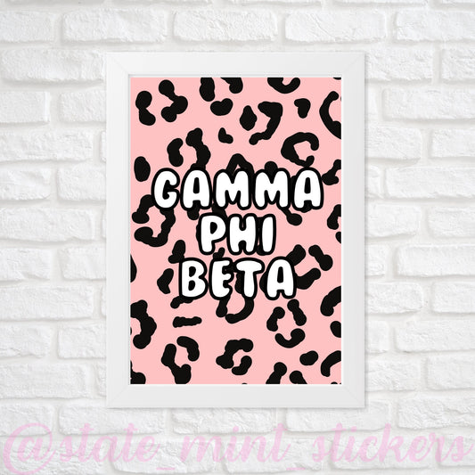 Gamma Phi Beta GPhiB Sorority Gallery Wall Art | Blush Pink Leopard Cheetah Animal Print | DIGITAL DOWNLOAD | Download and print at home