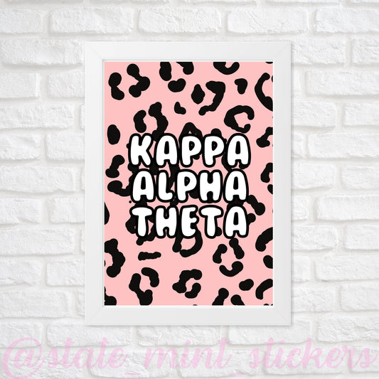 Kappa Alpha Theta Sorority Gallery Wall Art | Blush Pink Leopard Cheetah Animal Print | DIGITAL DOWNLOAD | Download and print at home