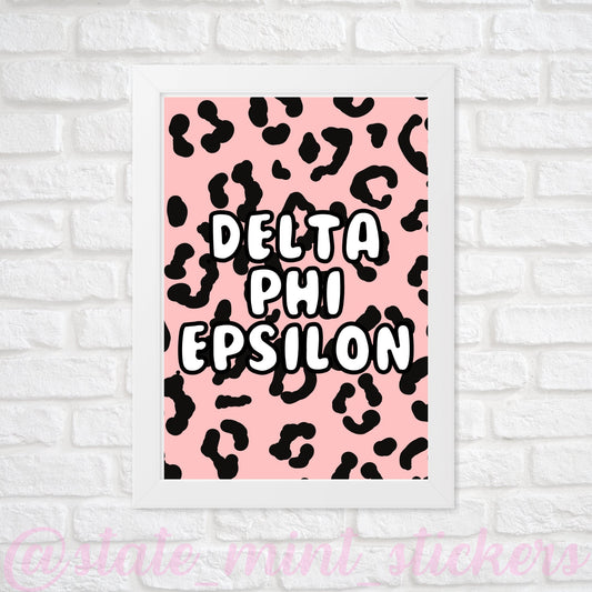 Delta Phi Epsilon DPhiE Sorority Gallery Wall Art | Blush Pink Leopard Cheetah Animal Print | DIGITAL DOWNLOAD | Download and print at home
