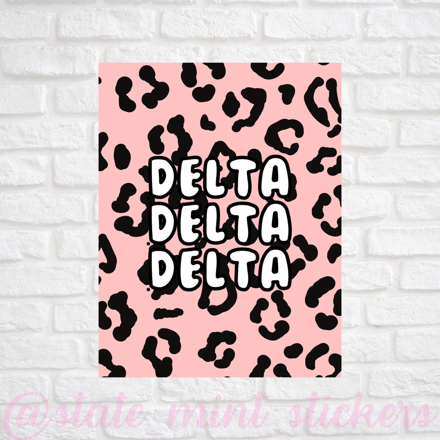 Tri Delta Sorority Gallery Wall Art | Blush Pink Leopard Cheetah Animal Print | DIGITAL DOWNLOAD | Download and print at home