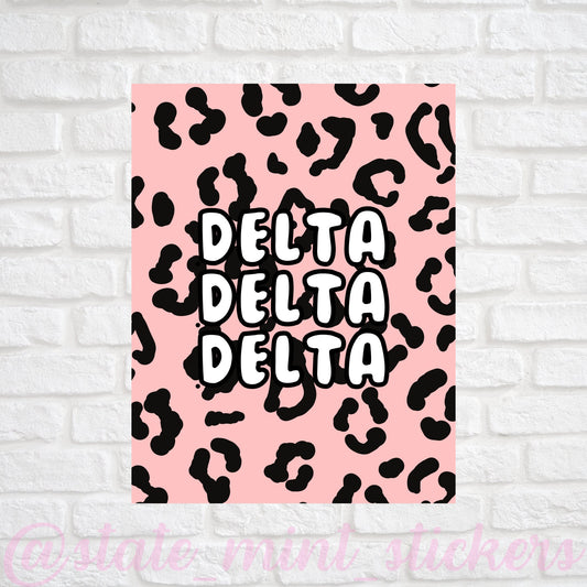 Tri Delta Sorority Gallery Wall Art | Blush Pink Leopard Cheetah Animal Print | DIGITAL DOWNLOAD | Download and print at home
