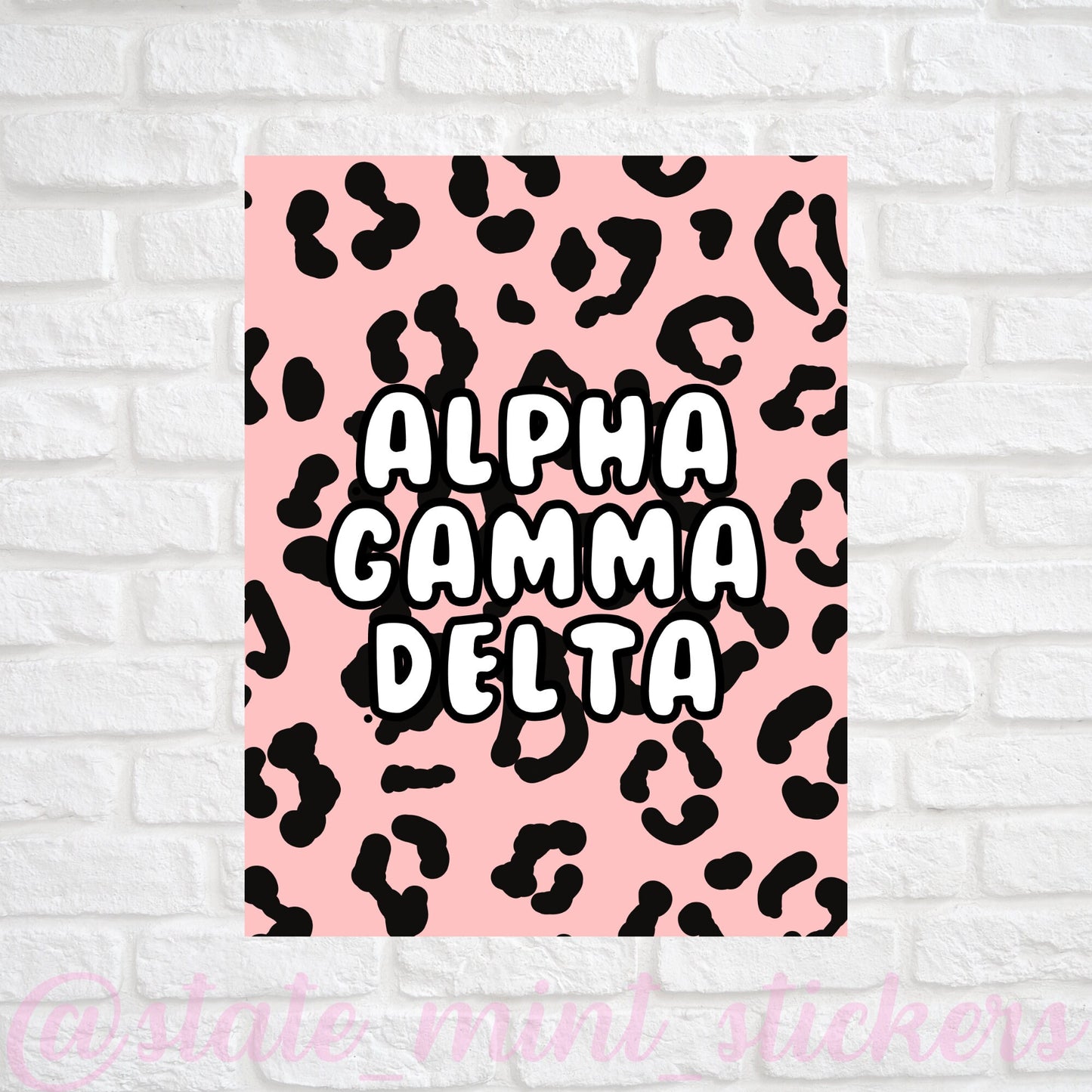 Alpha Gamma Delta AGD Sorority Gallery Wall Art | Blush Pink Leopard Cheetah Animal Print | DIGITAL DOWNLOAD | Download and print at home