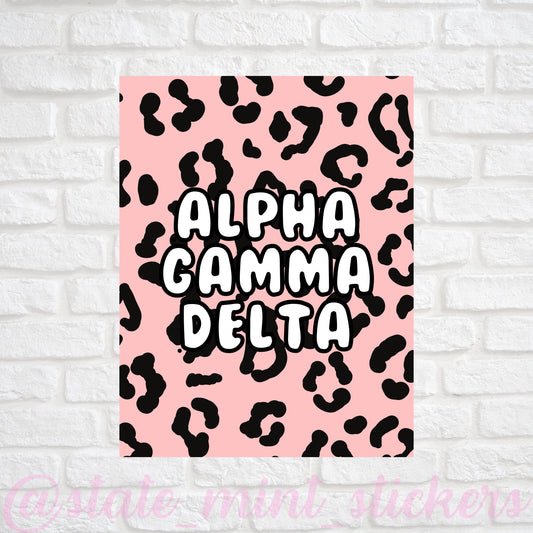 Alpha Gamma Delta AGD Sorority Gallery Wall Art | Blush Pink Leopard Cheetah Animal Print | DIGITAL DOWNLOAD | Download and print at home