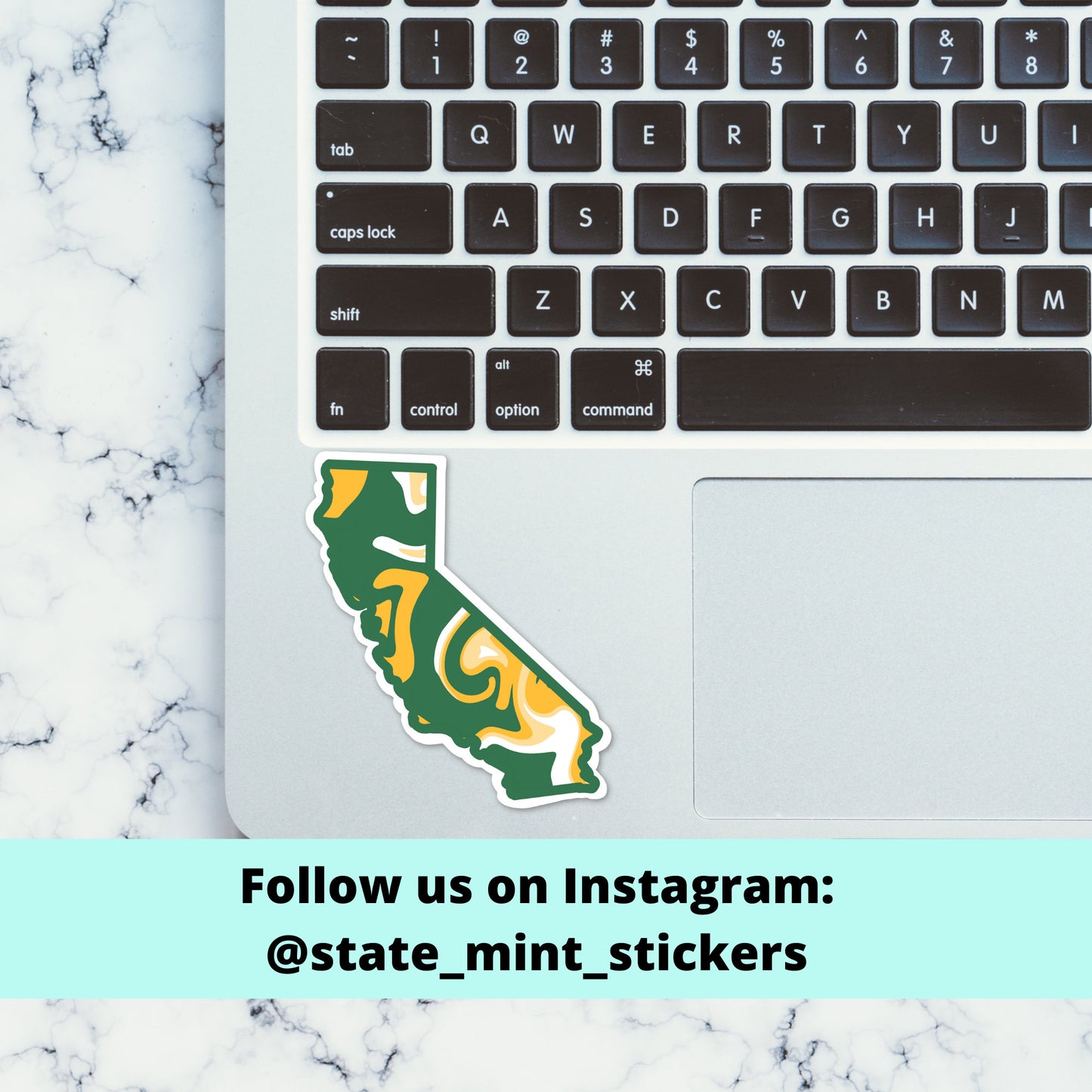 Green and Yellow California Sticker / Decal | Cal Poly SLO Mustangs | For Car, Laptop, Cooler, Flask, Water Bottle / Graduation / Grad