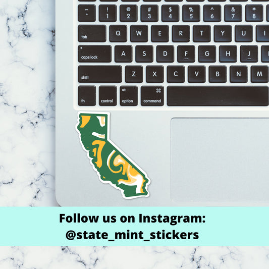 Green and Yellow California Sticker / Decal | Cal Poly SLO Mustangs | For Car, Laptop, Cooler, Flask, Water Bottle / Graduation / Grad