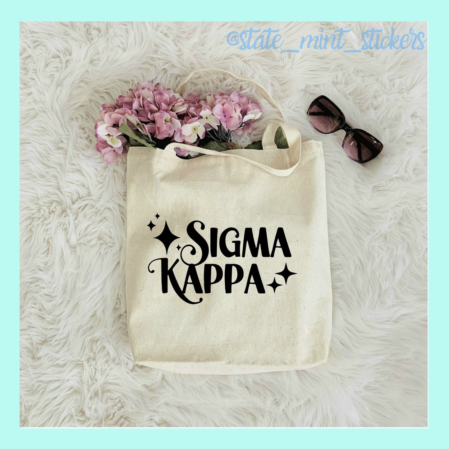 Sigma Kappa Bag | Sorority Canvas Beach Bag / Tote Bag / Bid Day Bag