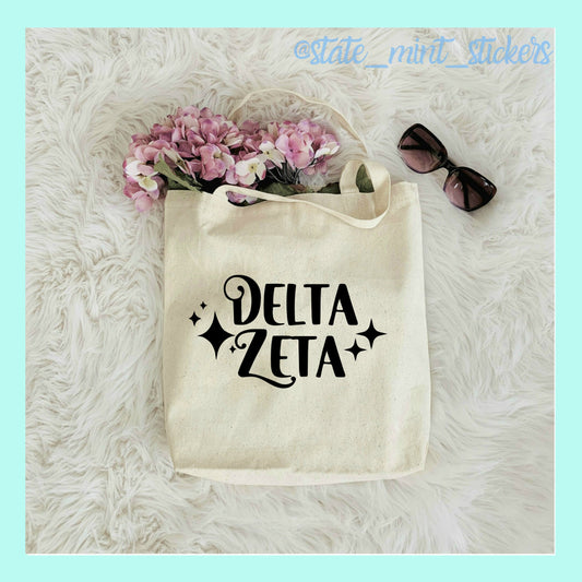 Delta Zeta Bag | Sorority Canvas Beach Bag / Tote Bag / Bid Day Bag | deezee tote bag, handbag, purse, shopping bag,  dz big little bag