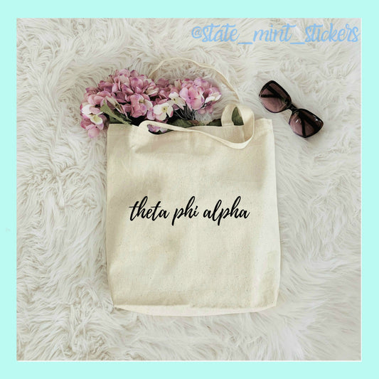 Theta Phi Alpha Sorority Canvas Beach Bag / Tote Bag / Bid Day Bag