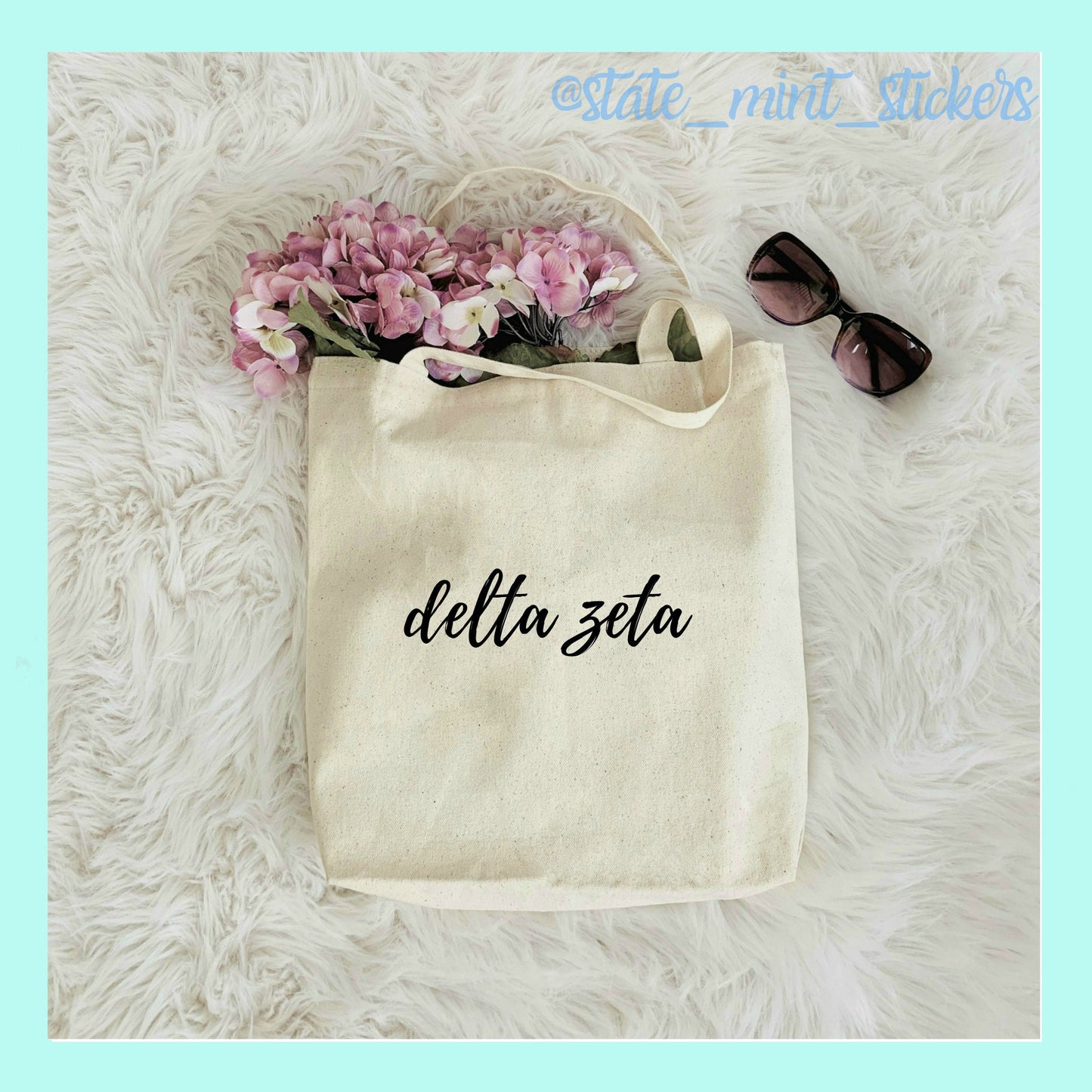 Delta Zeta Sorority Canvas Beach Bag / Tote Bag / Bid Day Bag