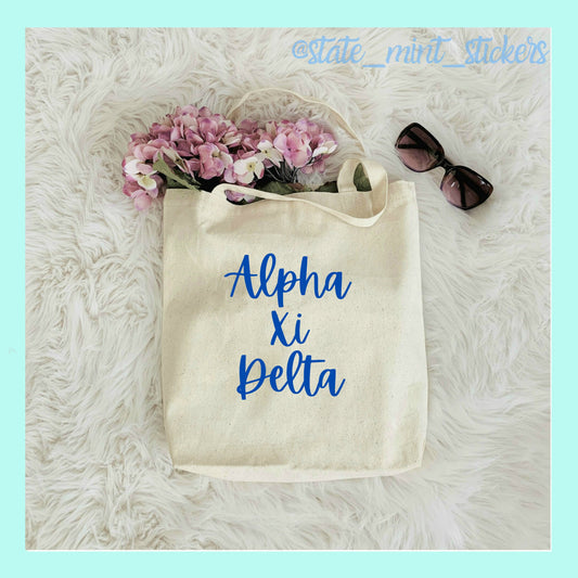 Alpha Xi Delta Sorority Canvas Beach Bag / Tote Bag / Bid Day Bag | alpha xi tote bag, axd handbag, purse, shopping bag, big little bag
