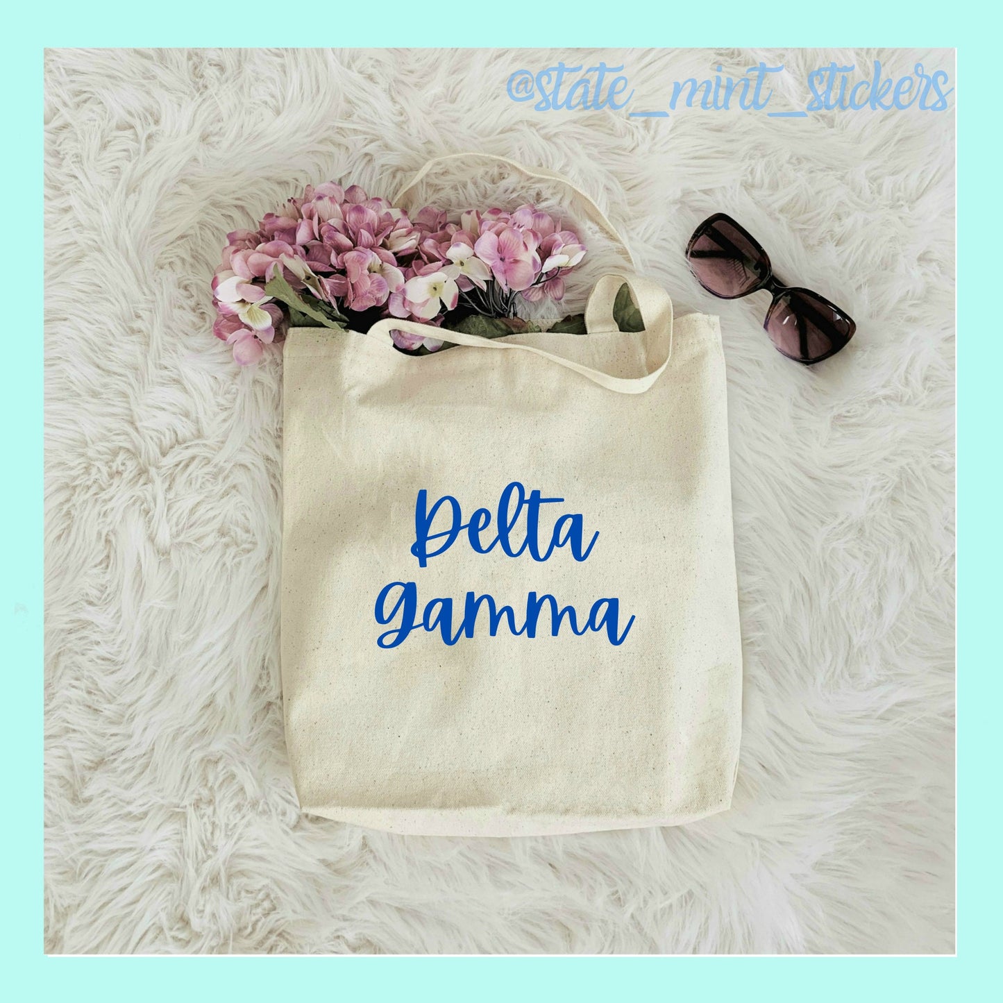 Delta Gamma Sorority Canvas Beach Bag / Tote Bag / Bid Day Bag | dee gee tote bag, handbag, purse, shopping bag, big little bag