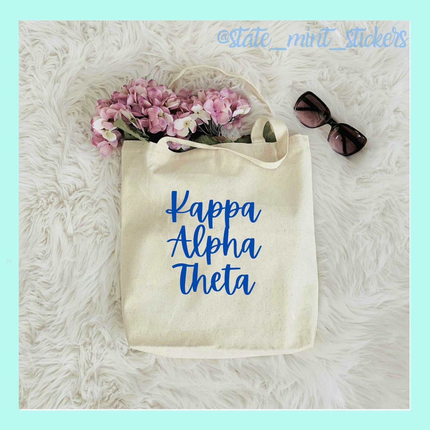 Kappa Alpha Theta Sorority Canvas Beach Bag / Tote Bag / Bid Day Bag | theta tote bag, handbag, purse, shopping bag,  theta big little bag