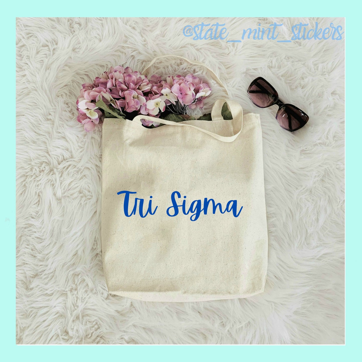 Tri Sigma Sorority Canvas Beach Bag / Tote Bag / Bid Day Bag | tri sigma tote bag, handbag, purse, shopping bag, tri sigma big little bag