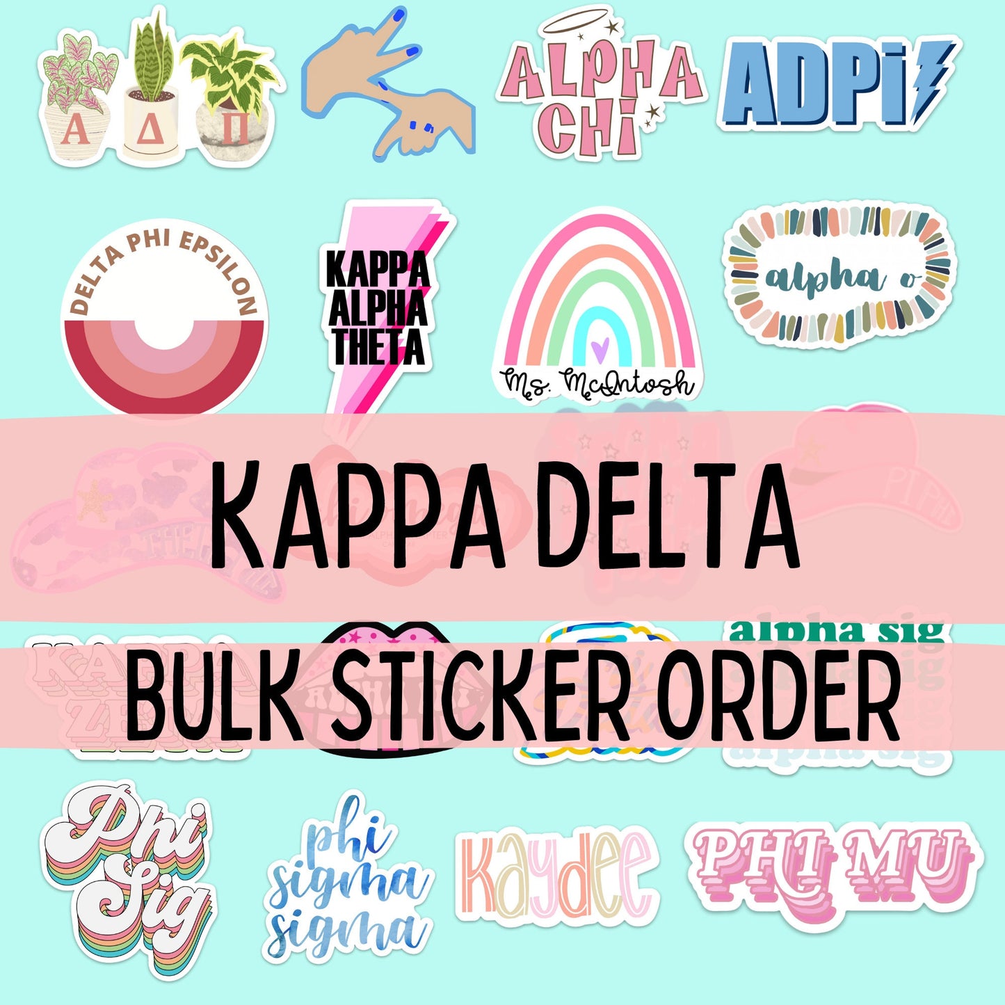 RESERVE LISTING for Mia | 100 Kappa Delta Stickers | Sorority Stickers Bulk Order