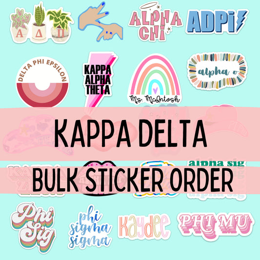 Kappa Delta Stickers | Sorority Stickers Bulk Order | PERFECT for BID DAY! Group / Bulk / Chapter Sticker Order