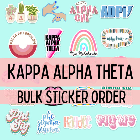 Kappa Alpha Theta Stickers | Sorority Stickers Bulk Order | PERFECT for BID DAY! Group / Bulk / Chapter Sticker Order