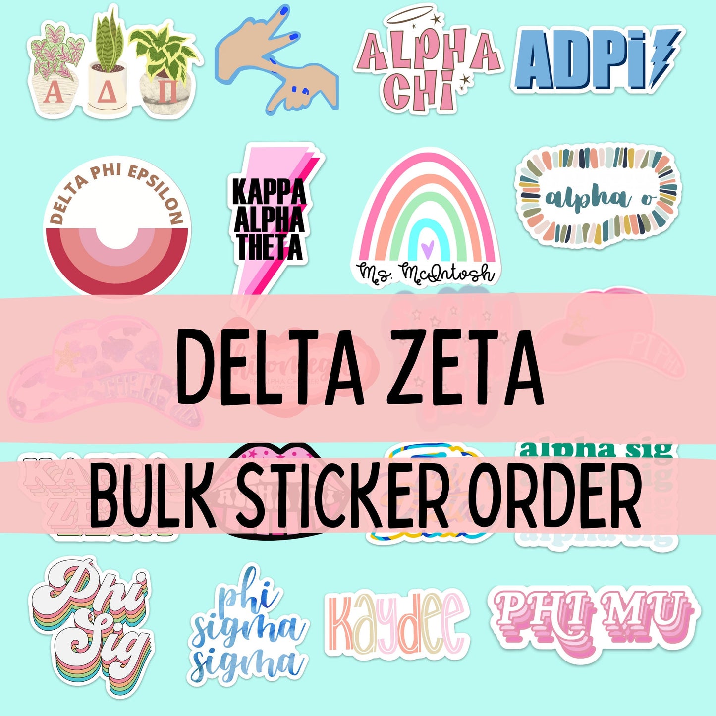 Delta Zeta Stickers | Sorority Stickers Bulk Order | PERFECT for BID DAY! Group / Bulk / Chapter Sticker Order