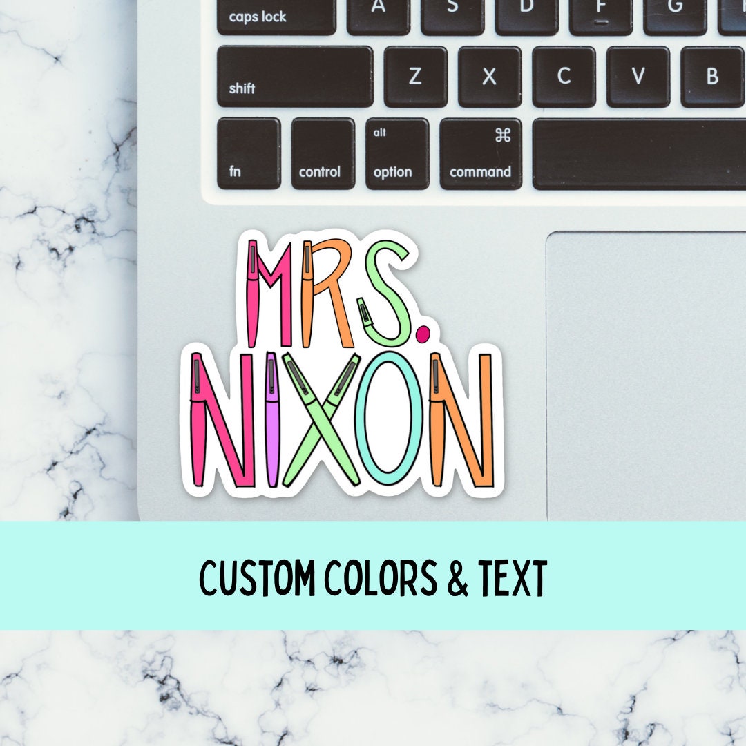 Custom Name Sticker for Teacher | Classroom Labels | Flair Pen | Waterproof for Car, Laptop, Water Bottle, Cooler | Teacher Sticker