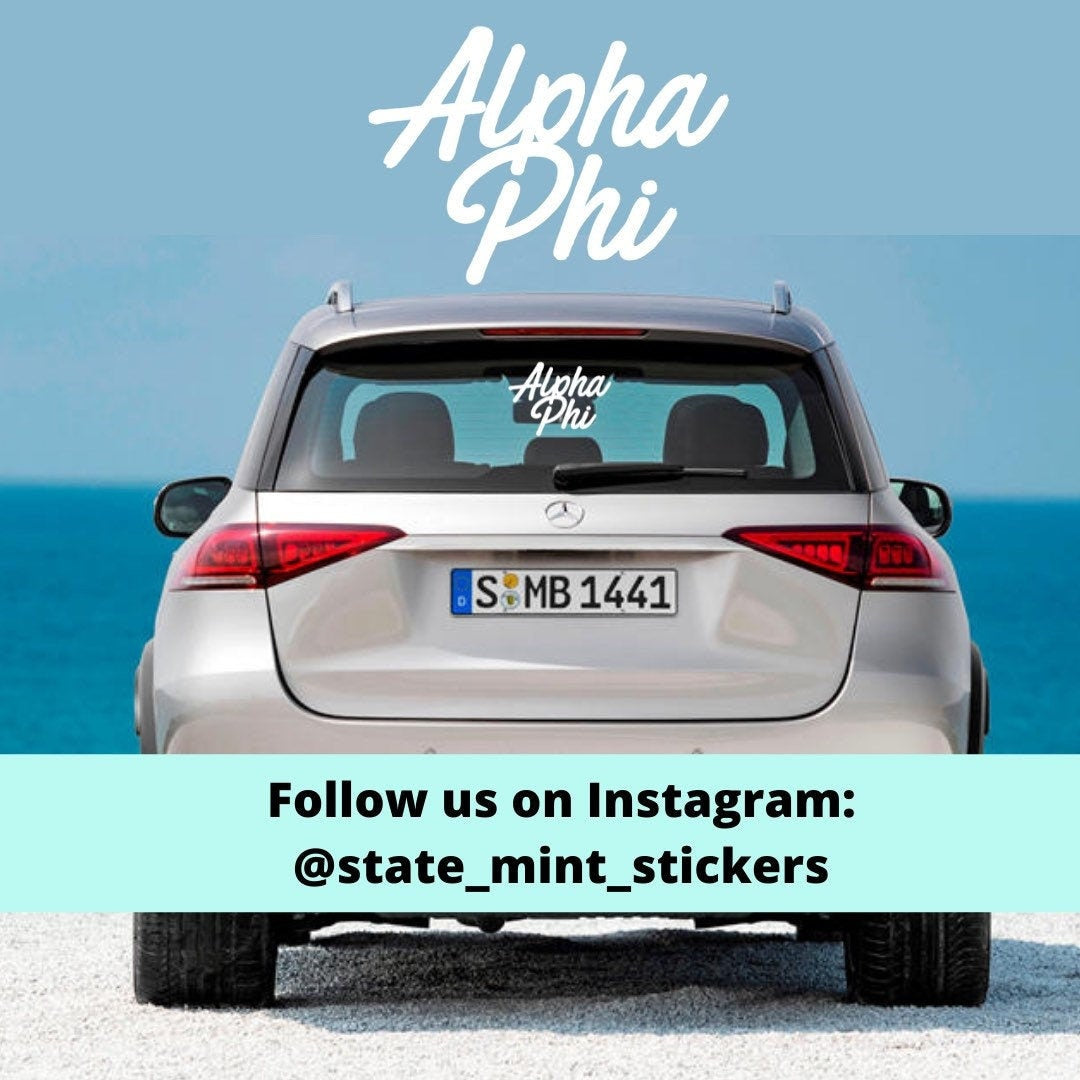 Alpha Phi Sorority Vinyl Car Decal / Sticker | Waterproof for Car, Laptop, Water Bottle, Cooler